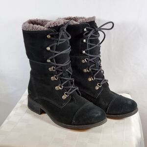 UGG  Gradin Black Suede Mid Calf Boots